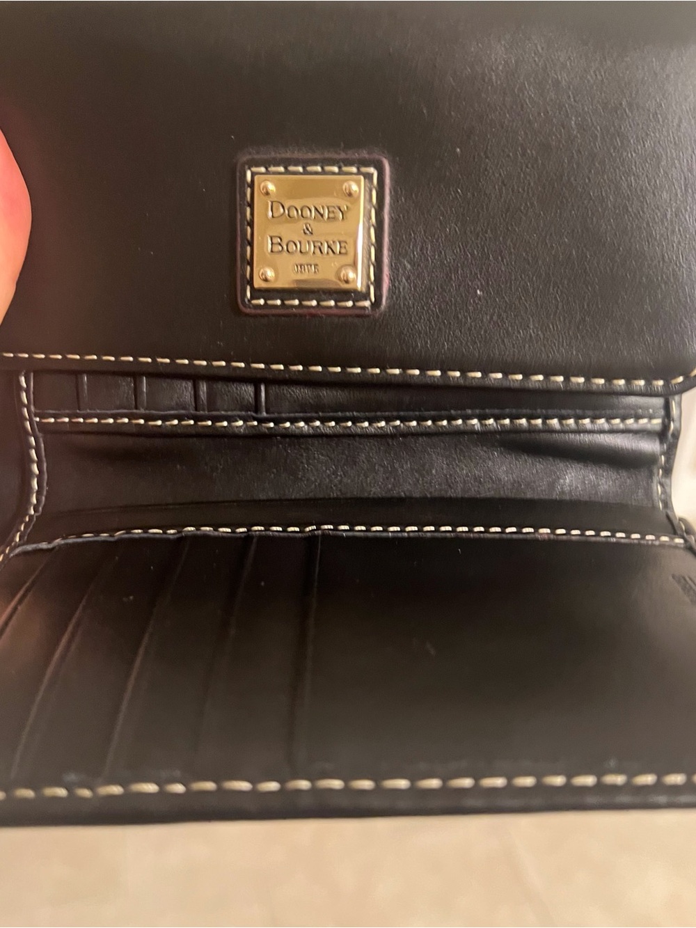 Dooney & Bourke Black Leather Wallet with Gold Logo Plaque - Picture 4 of 14